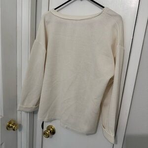 Blu Pepper Cream Boxy 3/4 Sleeve Sweatshirt